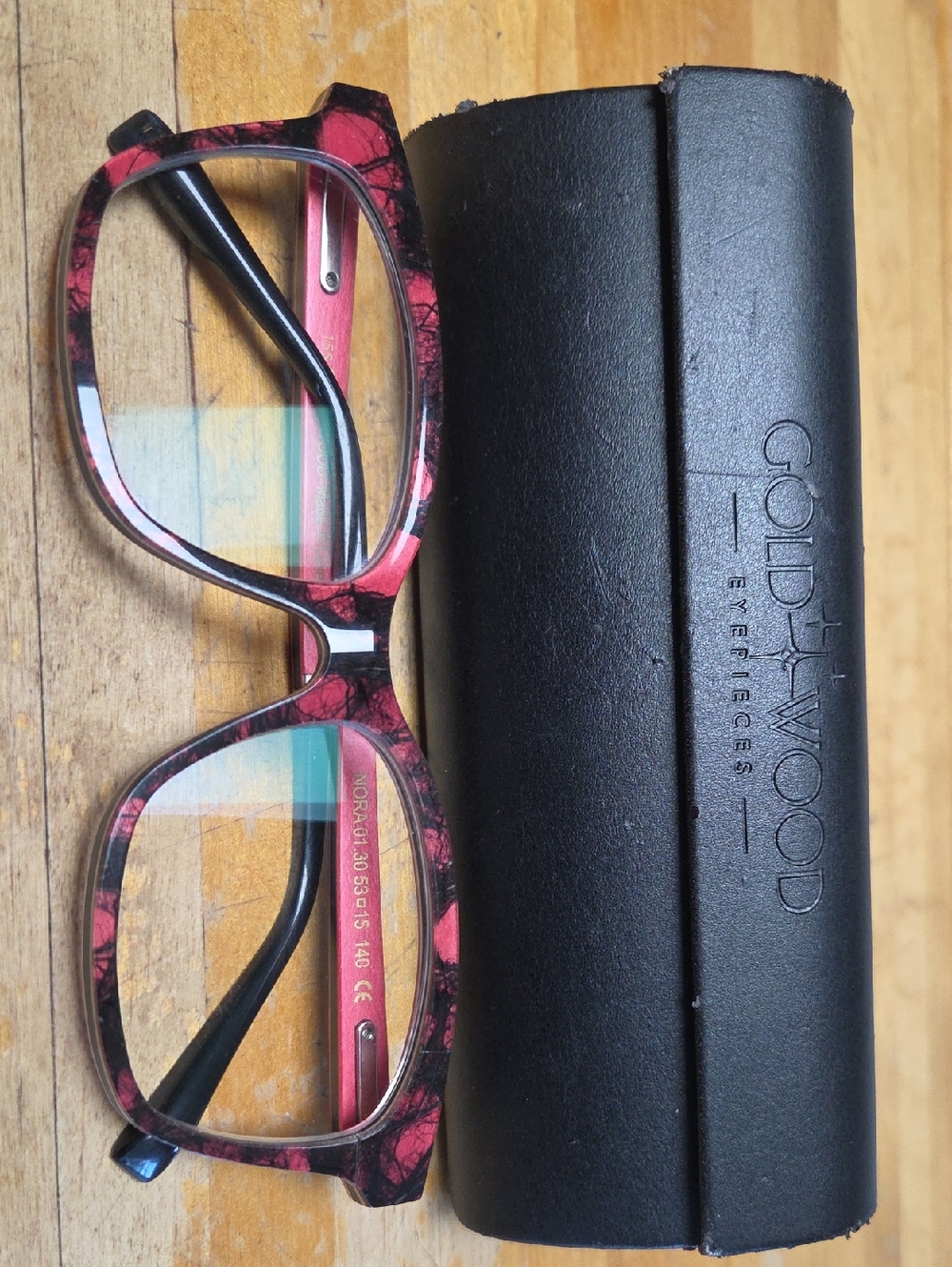 Gold & Wood Nora Birdseye Maple Pink/black Glasses
